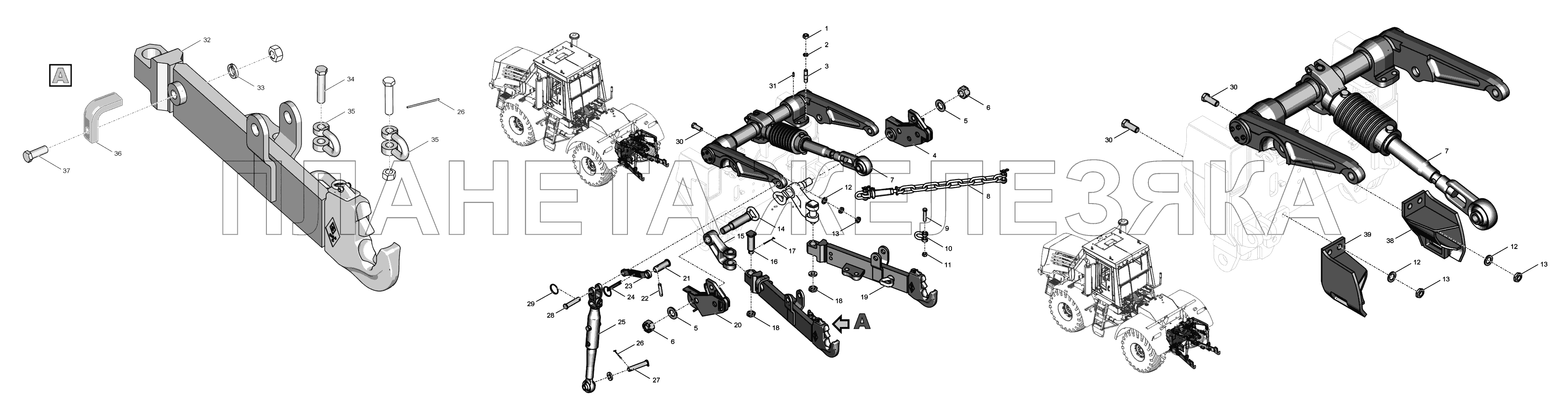 744Р3-4628000 Механизм навески К-744Р3 