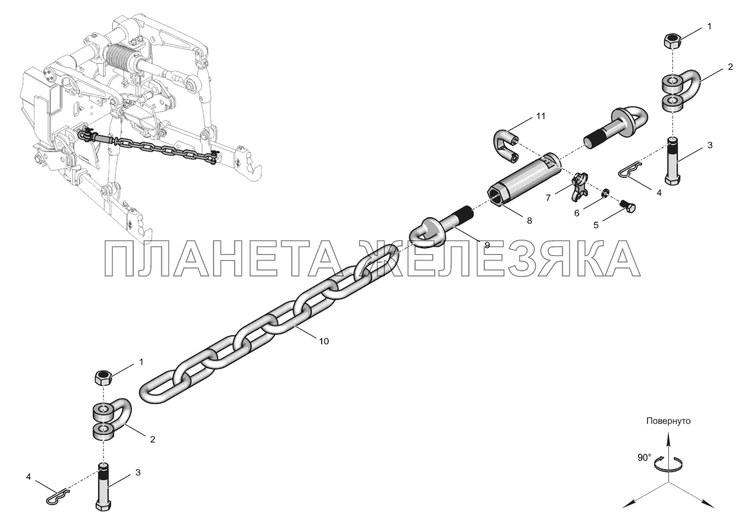 700.46.28.290-1 Раскос горизонтальный К-744Р4 