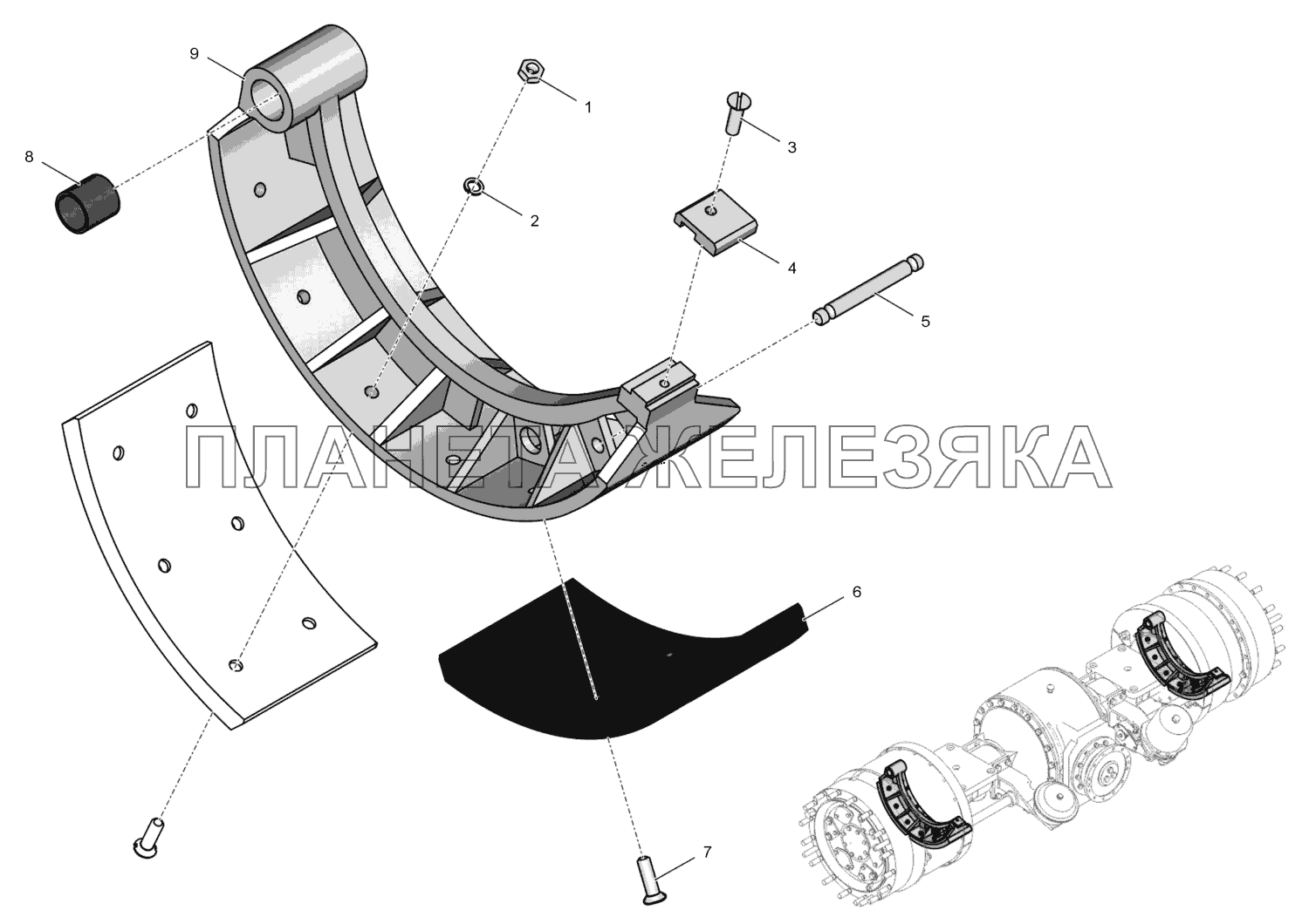 2765020-2300070 Колодка тормоза нижняя К-744Р4 2765020-2300070 Колодка тормоза нижняя К-744Р4