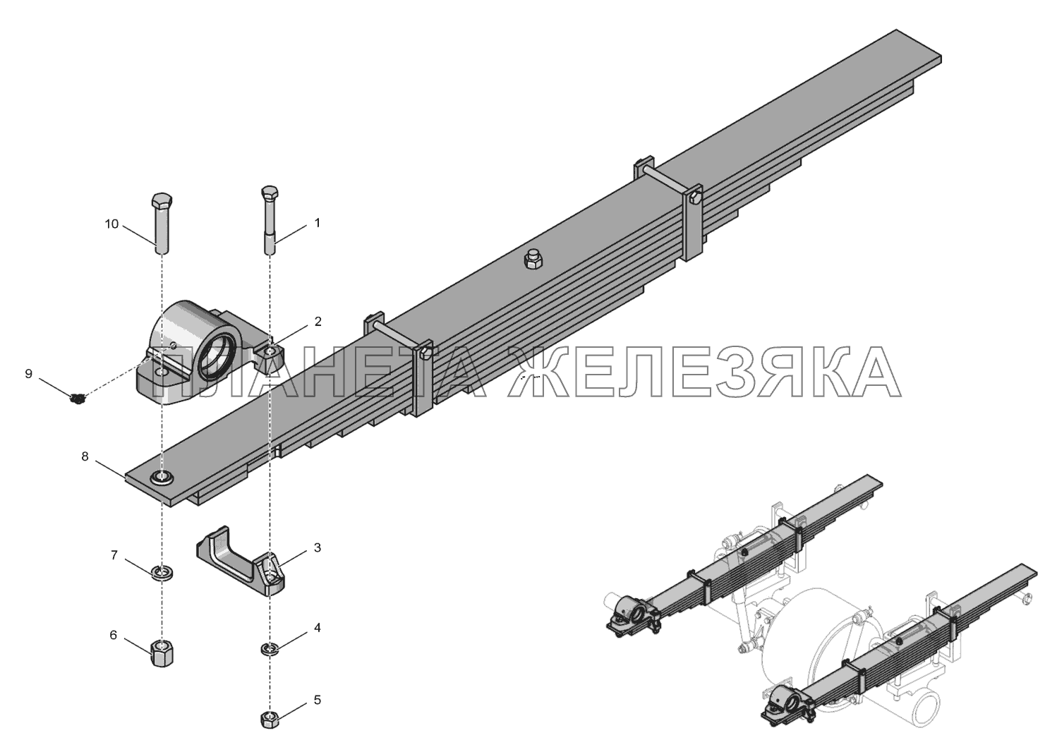 2256010-2900080-2 Рессора с ушком К-744Р4 2256010-2900080-2 Рессора с ушком К-744Р4