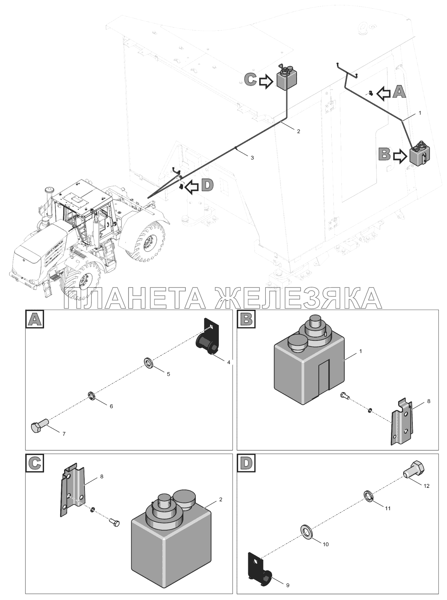 744Р-5208000-2 Установка омывателей стекол кабины К-744Р4 