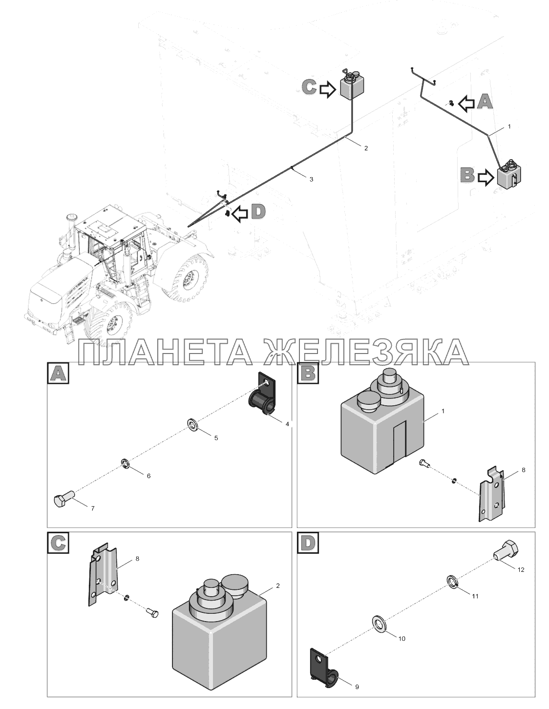 744Р-5208000-2 Установка омывателей стекол кабины К-744Р4 