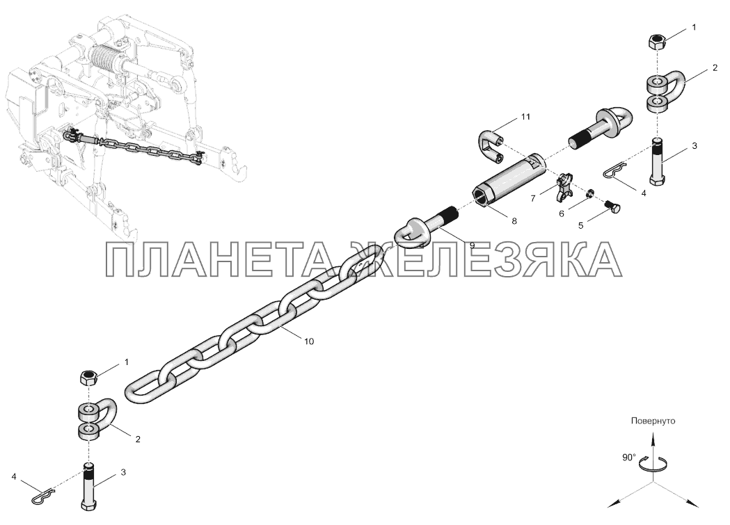 700.46.28.290-1 Раскос горизонтальный К-744Р4 