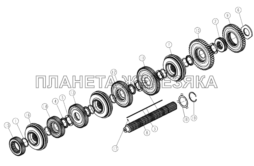 Вал вторичный КПП 12JS200TA-G2193 Вал вторичный КПП 12JS200TA-G2193