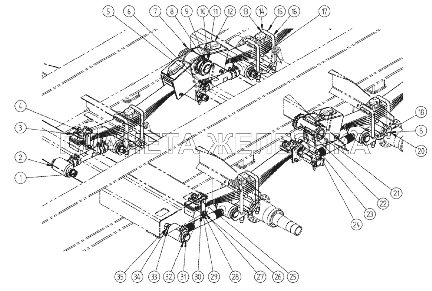 Подвеска задняя рессорная балансирная СЗАП-8305