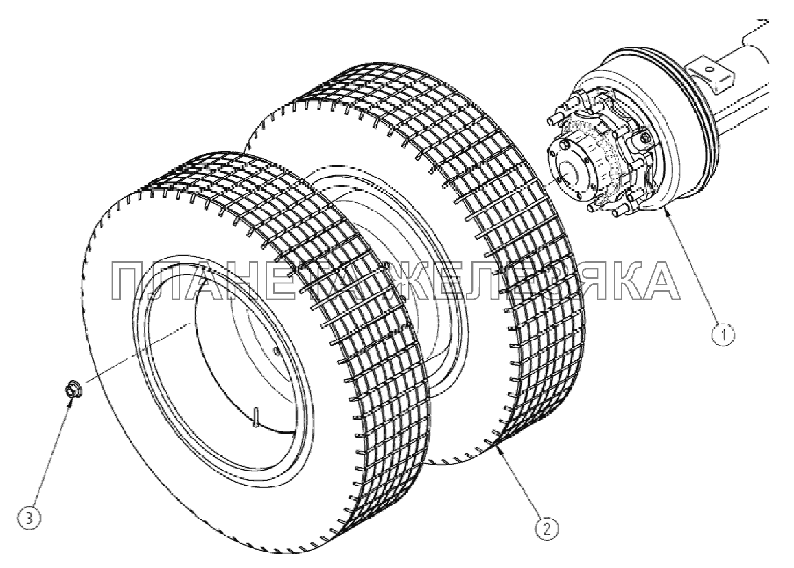 Ось с колесами и тормозами СЗАП-8543