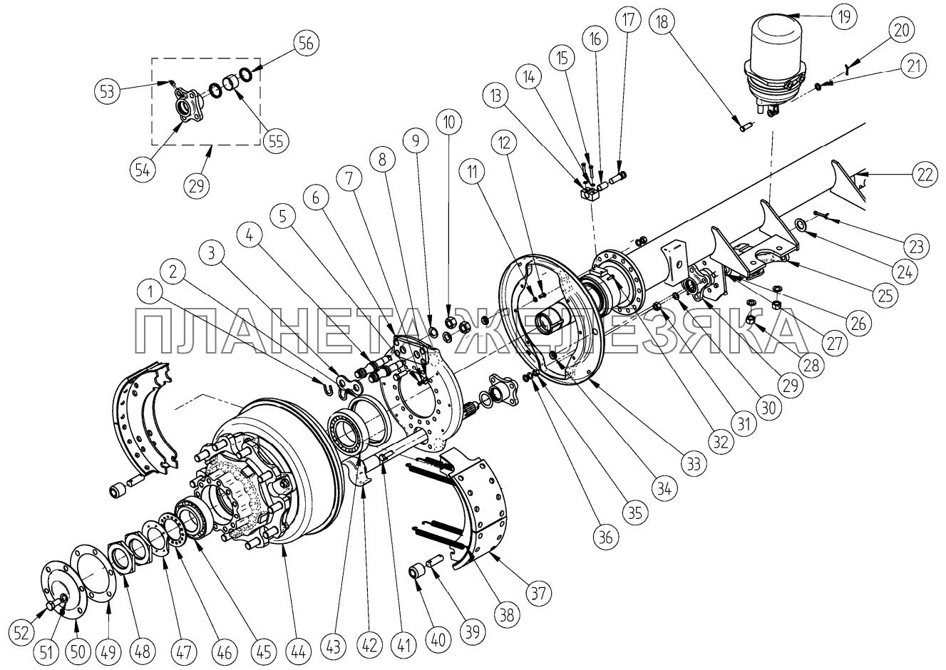 Ось 8543-01, 85431-01 (длинный кулак) СЗАП-8543