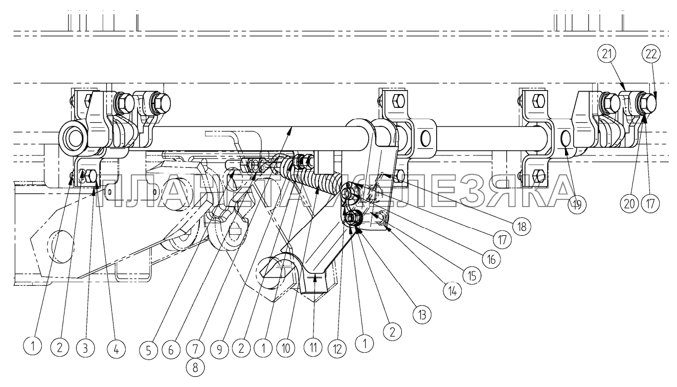 Механизм запоров бортов СЗАП-8543