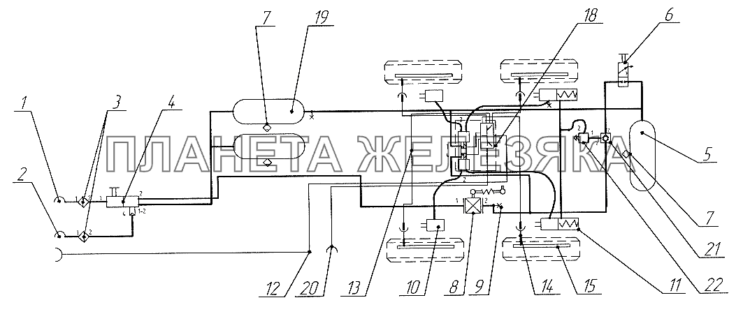 Пневмопривод тормозов с АБС (VCS-2) СЗАП-9340 (2005)