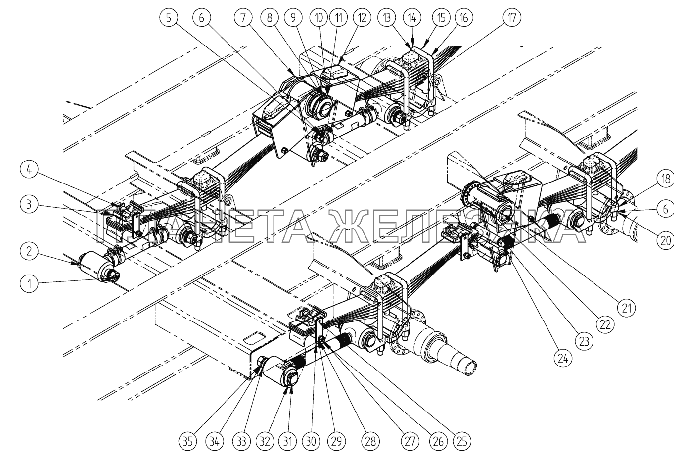 Подвеска рессорная балансирная СЗАП-9905