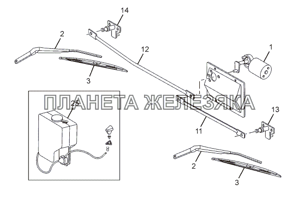 WIPER MOTOR AND LINKAGES LPT 613 LHD EURO II WIPER MOTOR AND LINKAGES LPT 613 LHD EURO II