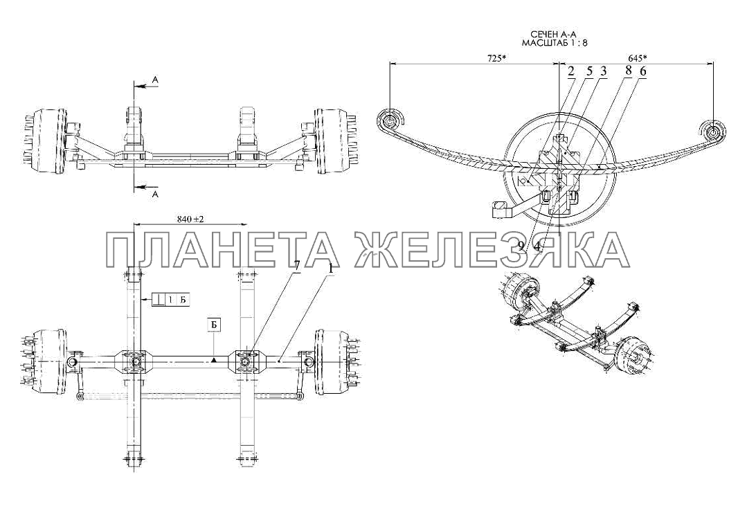 Мост передний с рессорами Тонар-6428