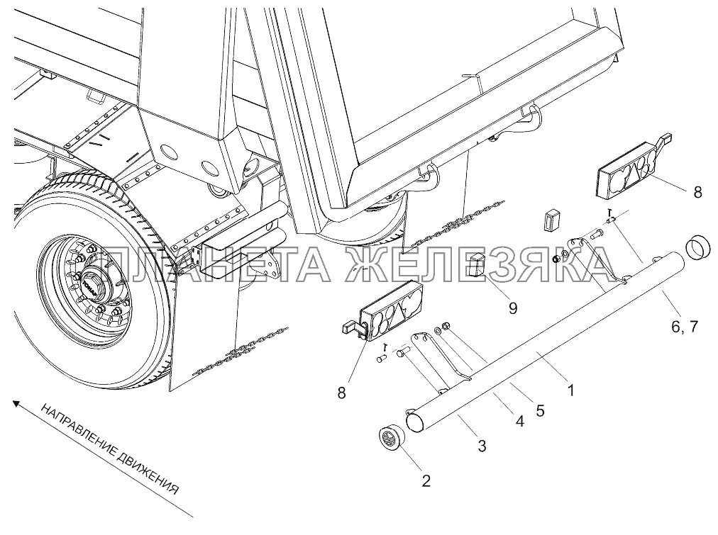 Установка заднего защитного устройства Тонар-9523 (вариант)