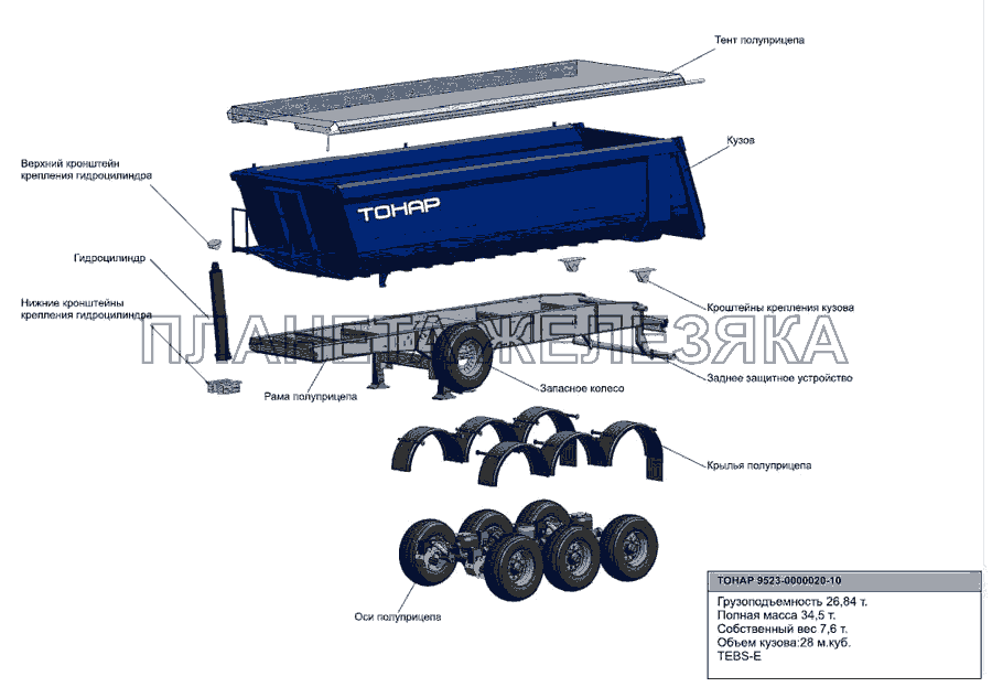 Общий вид полуприцепа модели 9523-0000020-10 Тонар-9523