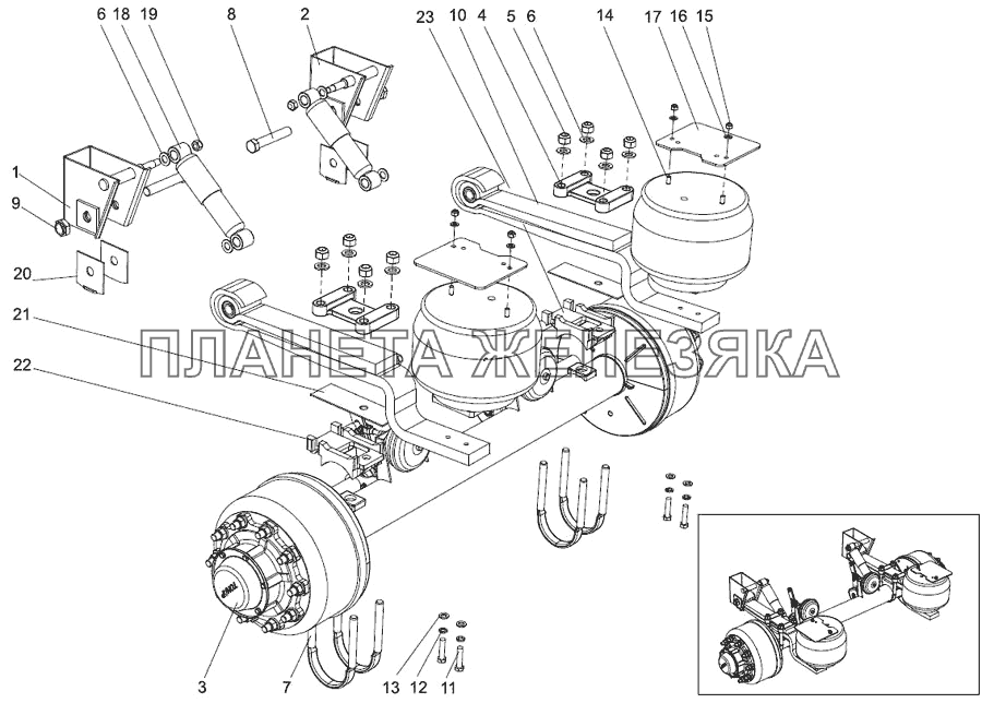 Ось с рессорами 9523-2410011-10 Тонар-9523 Ось с рессорами 9523-2410011-10 Тонар-9523