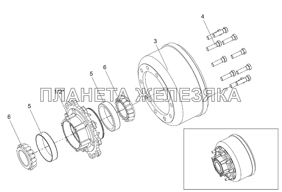 Барабан со ступицей в сборке Тонар-9523