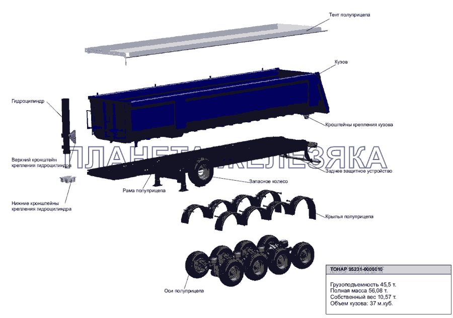 Общий вид полуприцепа модели 95231-0000010 Тонар-95231