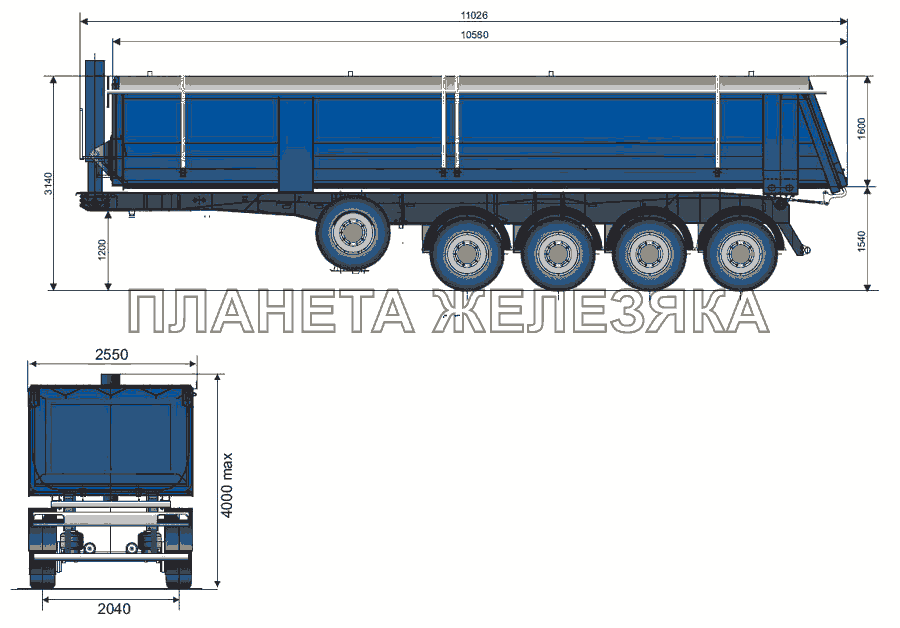 Общий вид полуприцепа модели 95231-0000010 Тонар-95231