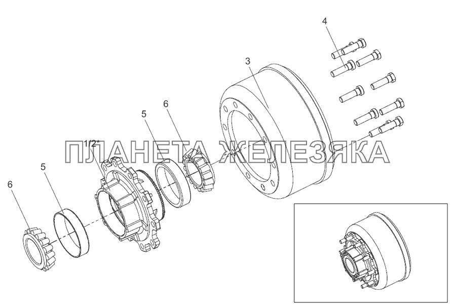 Барабан со ступицей в сборе Тонар-95231