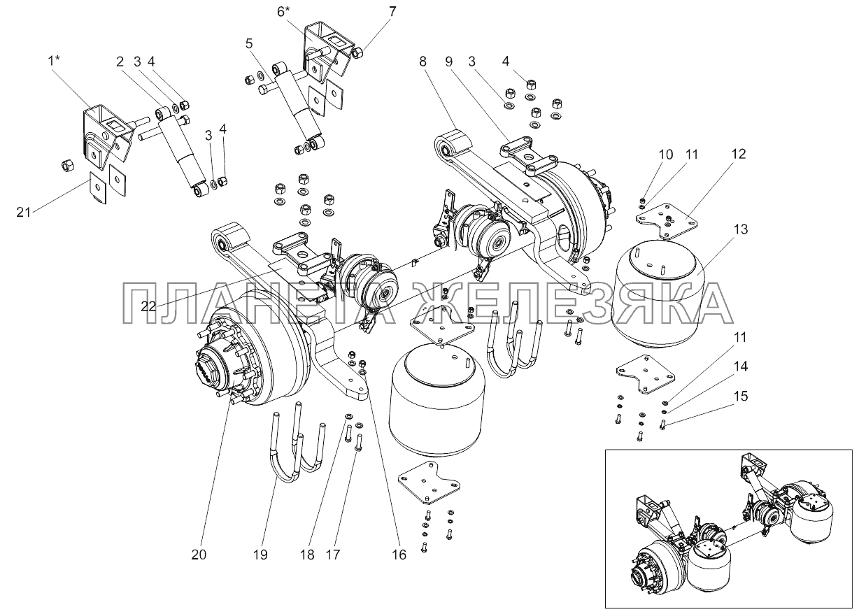 Ось с рессорами 9523-2415011-10 Тонар-95234