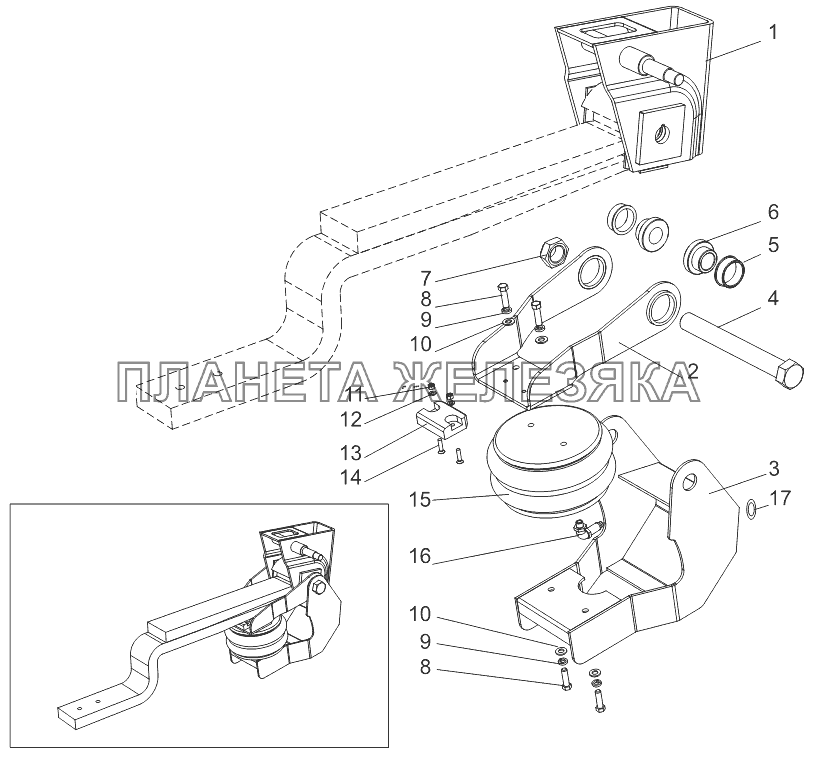 Механизм подъема оси Тонар-9523 (вариант)
