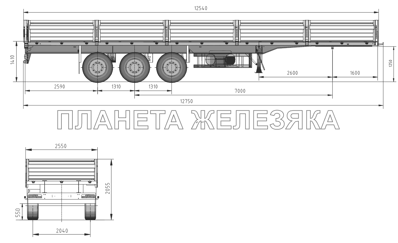 Общий вид полуприцепа модели 97461К-0000020 Тонар-9746