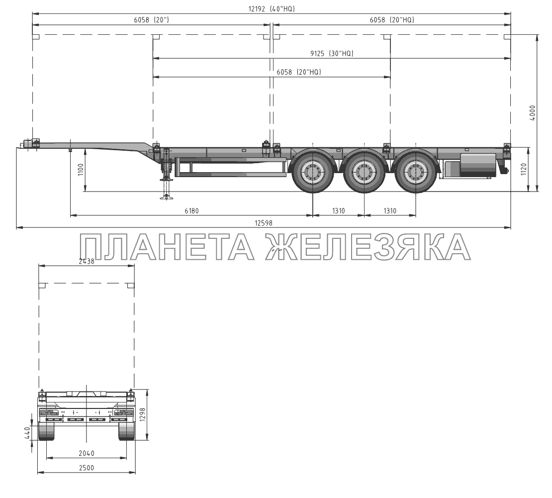 Общий вид полуприцепа модели 974623-0000020 Тонар-9746