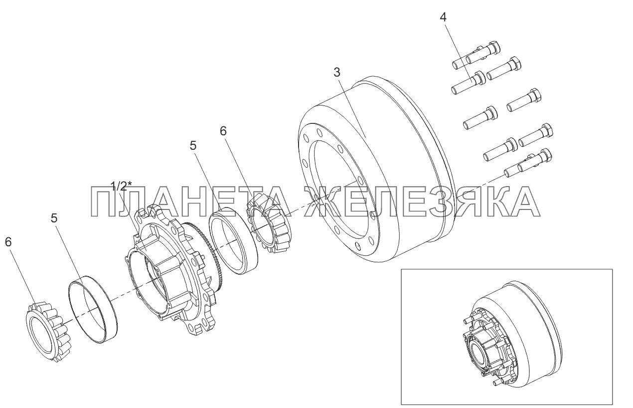 Барабан со ступицей в сборе Тонар-9746