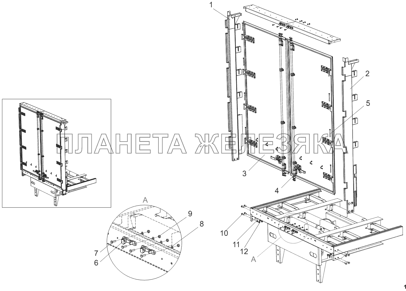 Установка проёма с дверями 97461-6300100-91 Тонар-9746