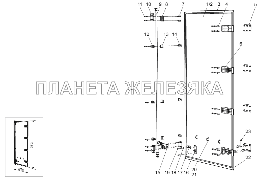 Дверь правая 97461-6301300-10 Тонар-97461