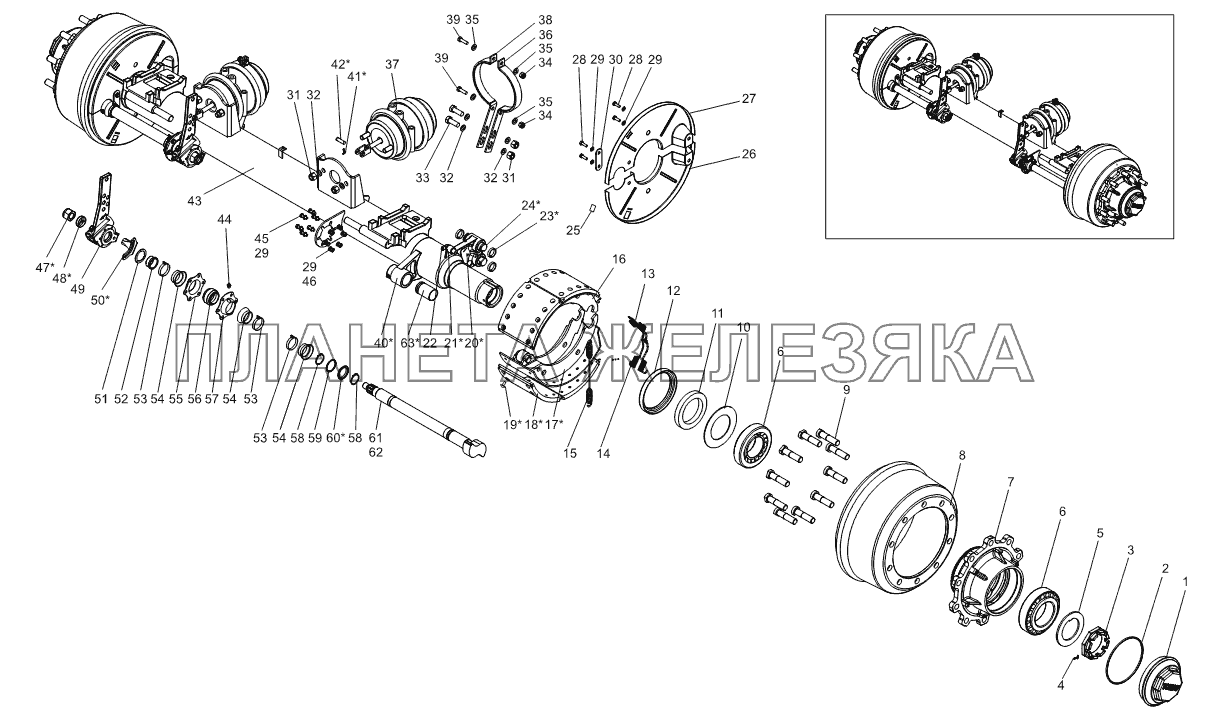 Ось с тормозами 9042-2410016-10 Тонар-97461