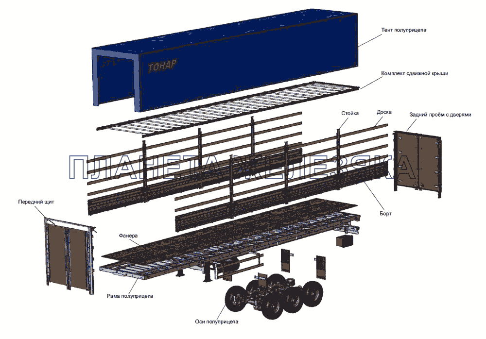 Общий вид полуприцепа 97461-000040-40 Тонар-97461