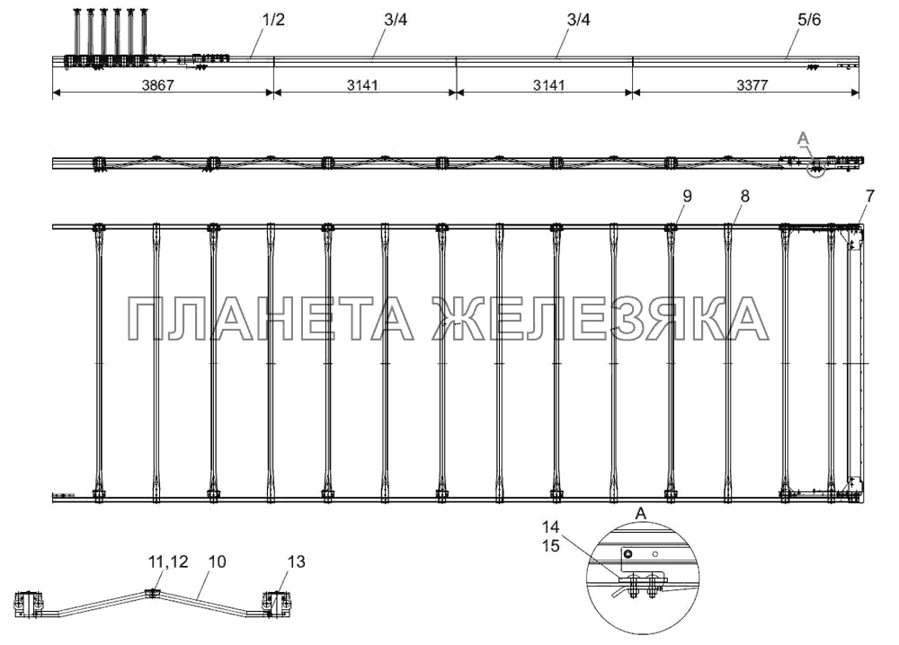 Комплект сдвижной крышки TSE (13,6 м.) Тонар-97461