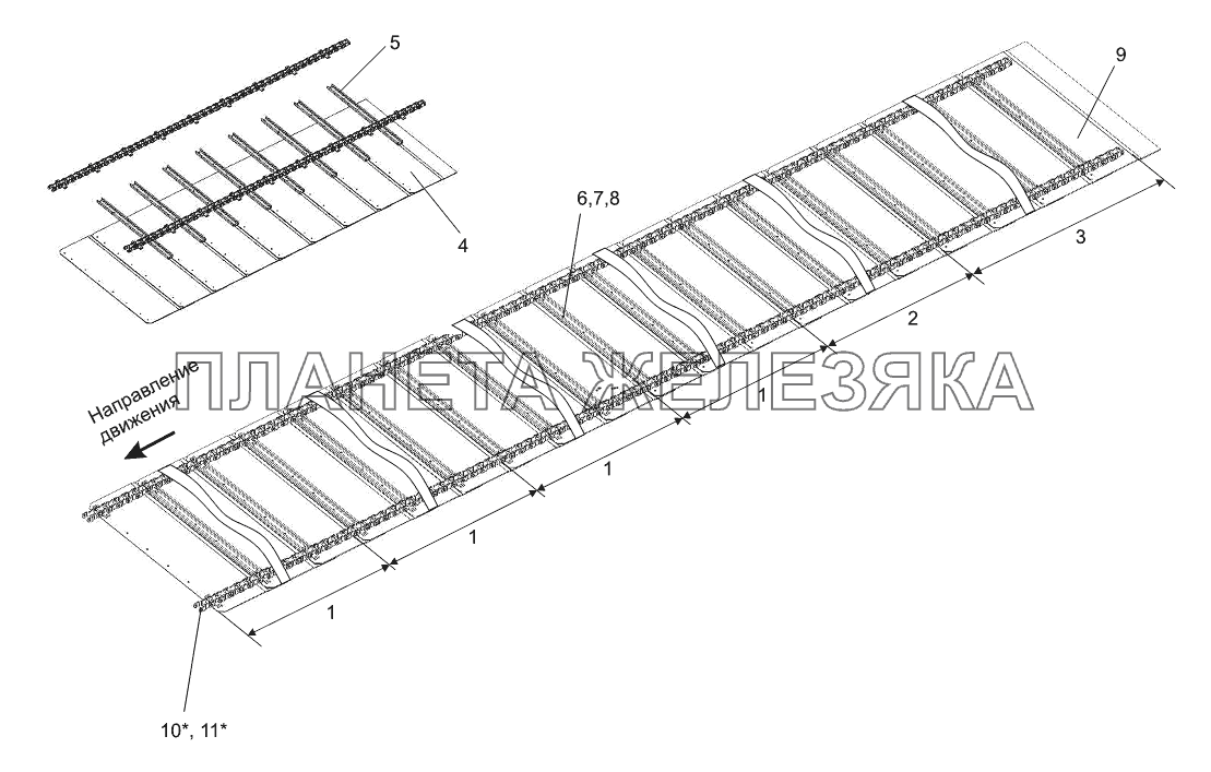 Полотно транспортера прицепа модели ПТ4-0000030 ПТ4-30