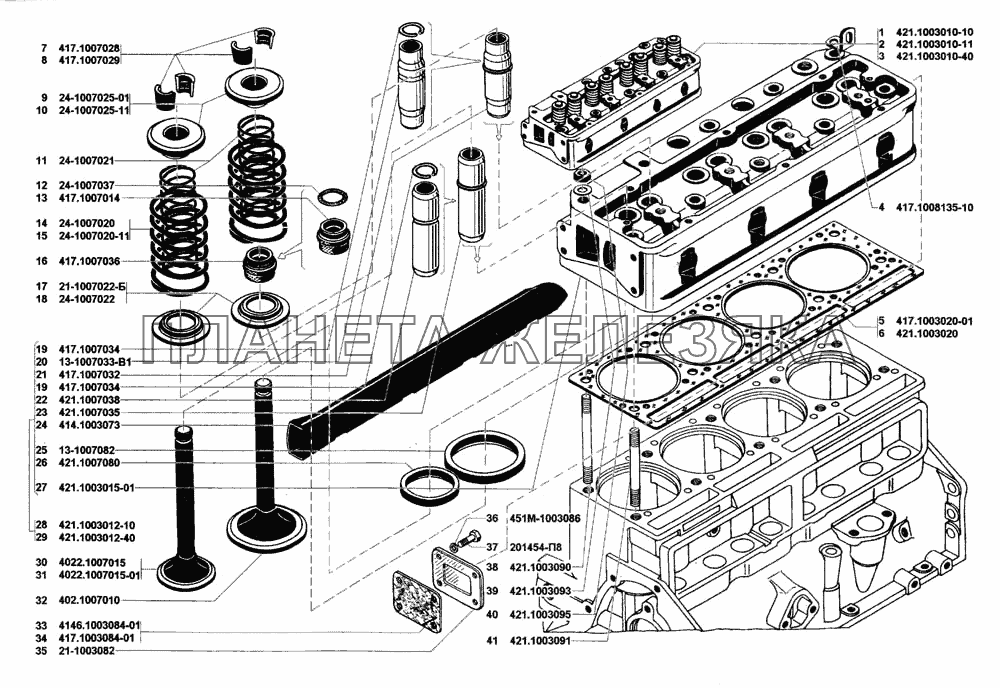 Головка блока цилиндров с клапанами УАЗ-31514