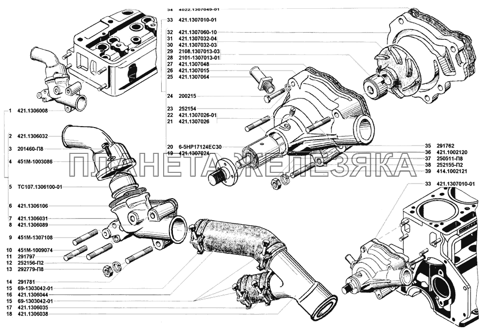 Термостат и насос системы охлаждения УАЗ-31519