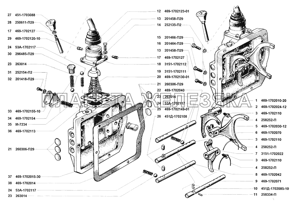 Механизм переключения передач УАЗ-31519