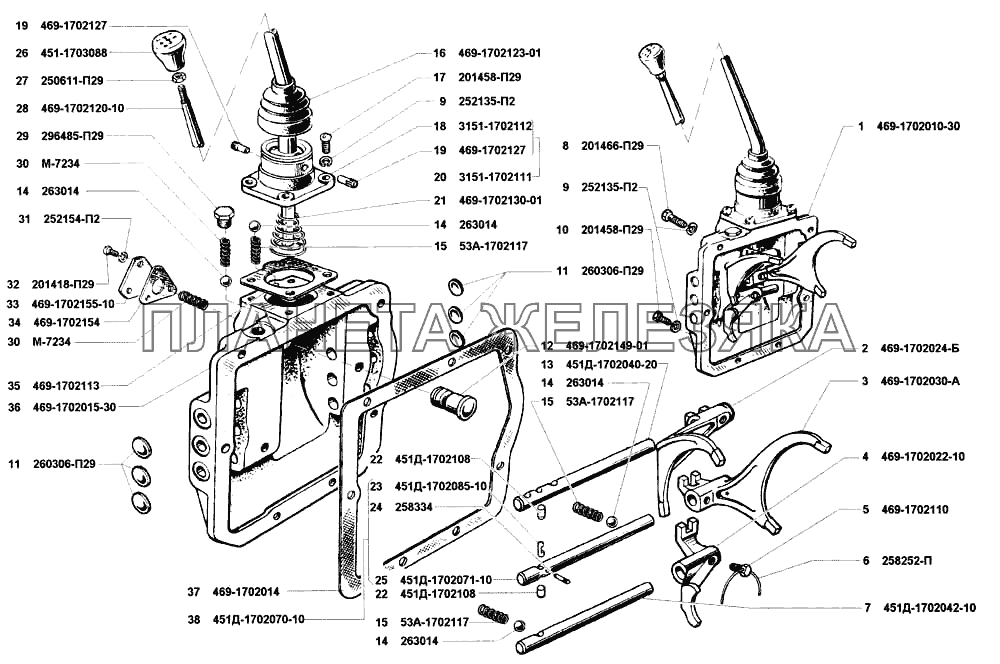 Механизм переключения передач УАЗ-31512