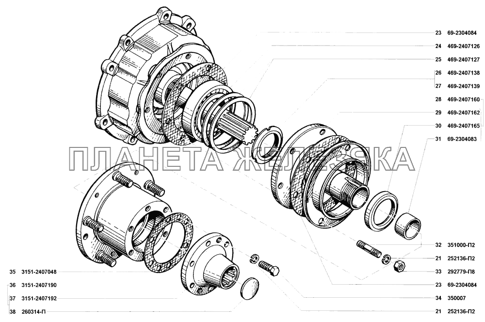 Редуктор колесный заднего моста УАЗ-31514