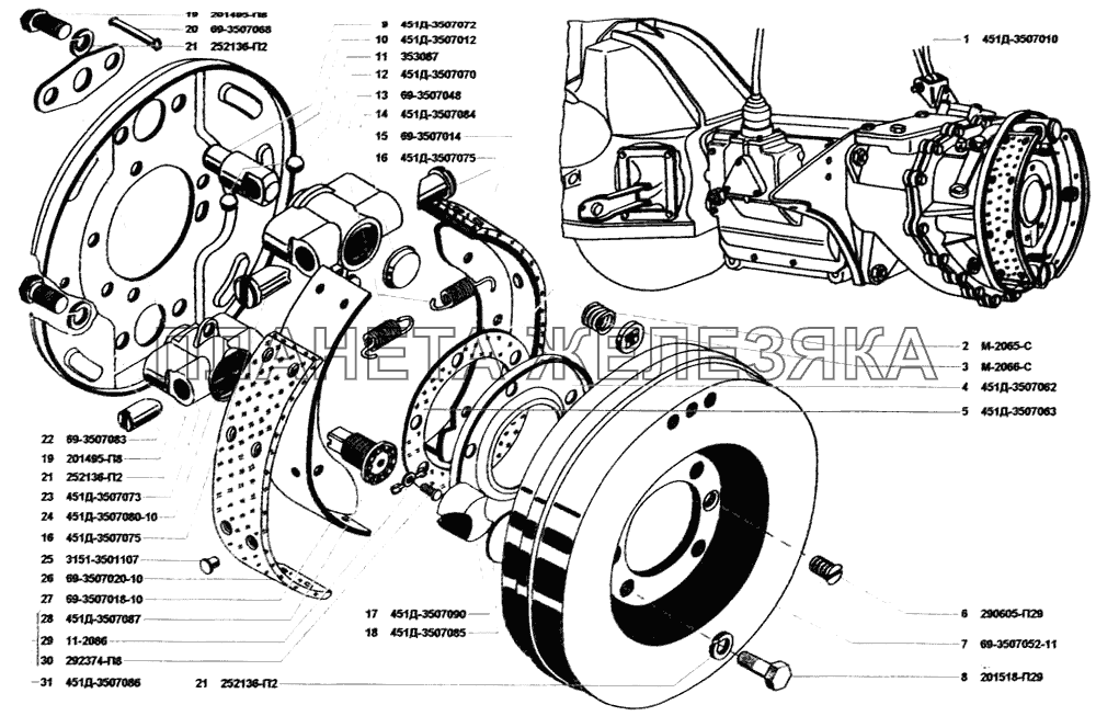 Тормоз стояночный УАЗ-31519