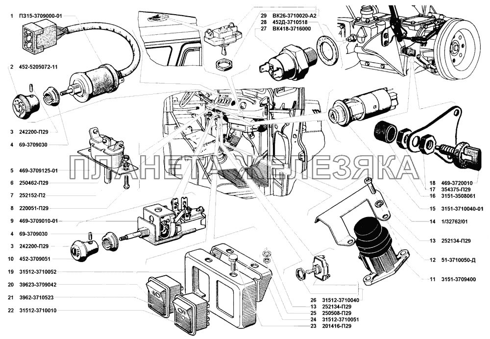 Переключатели, выключатели УАЗ-31512
