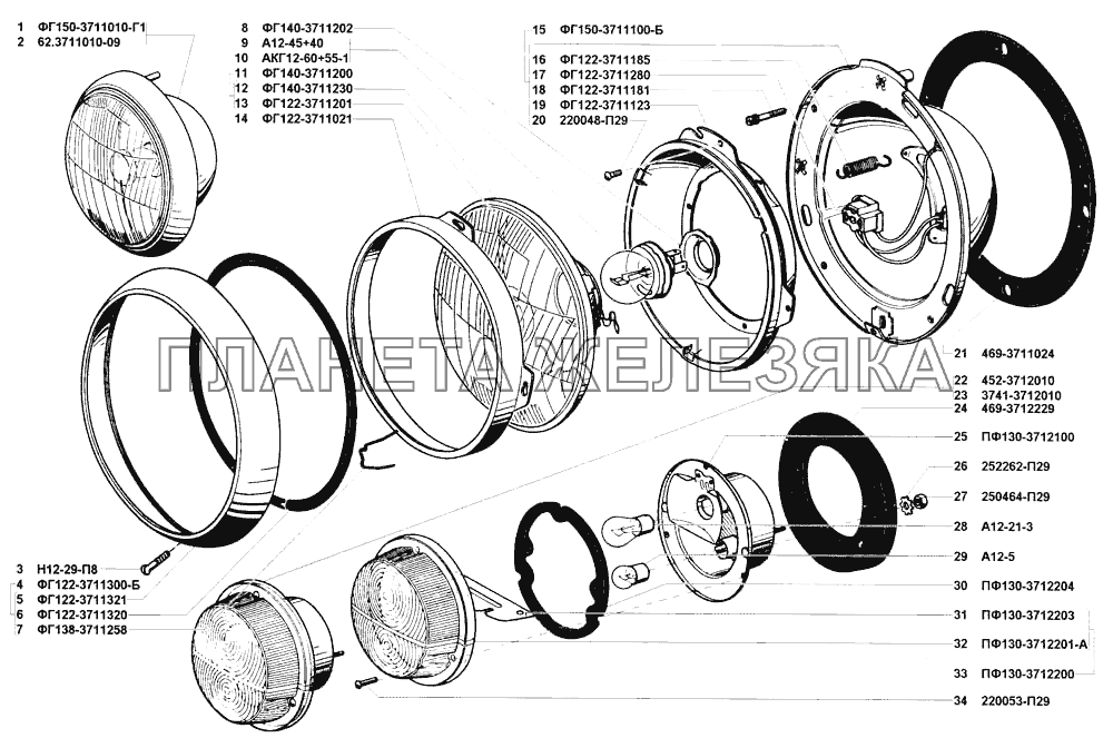 Фары и фонари передние УАЗ-31512