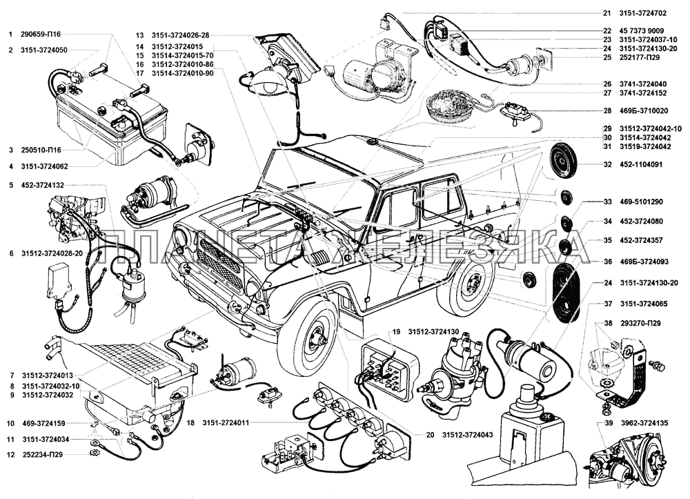 Электропровода УАЗ-31519