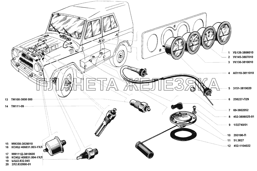 Приборы УАЗ-31512