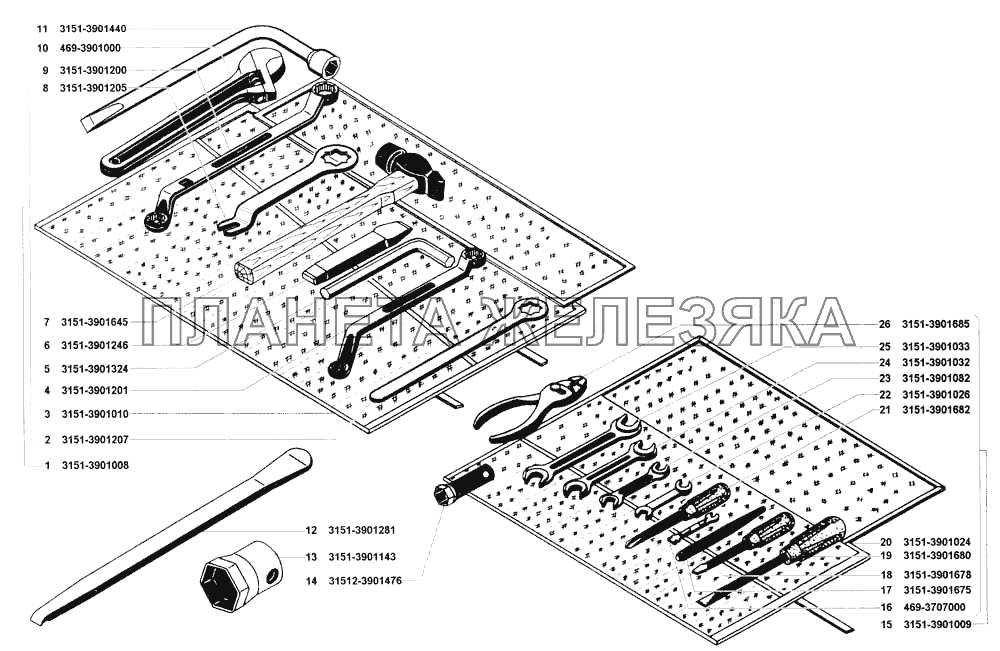 Инструмент водителя и принадлежности УАЗ-31519