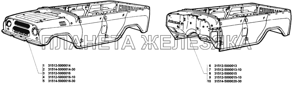 Кузов в сборе УАЗ-31519