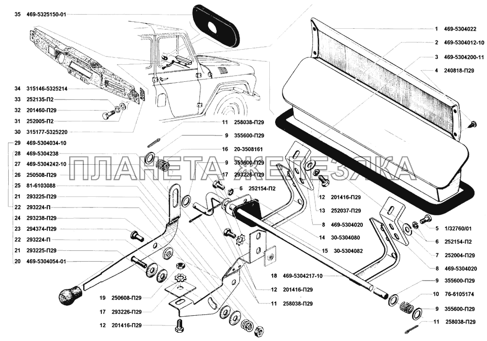 Вентиляция передка, панель приборов УАЗ-31512