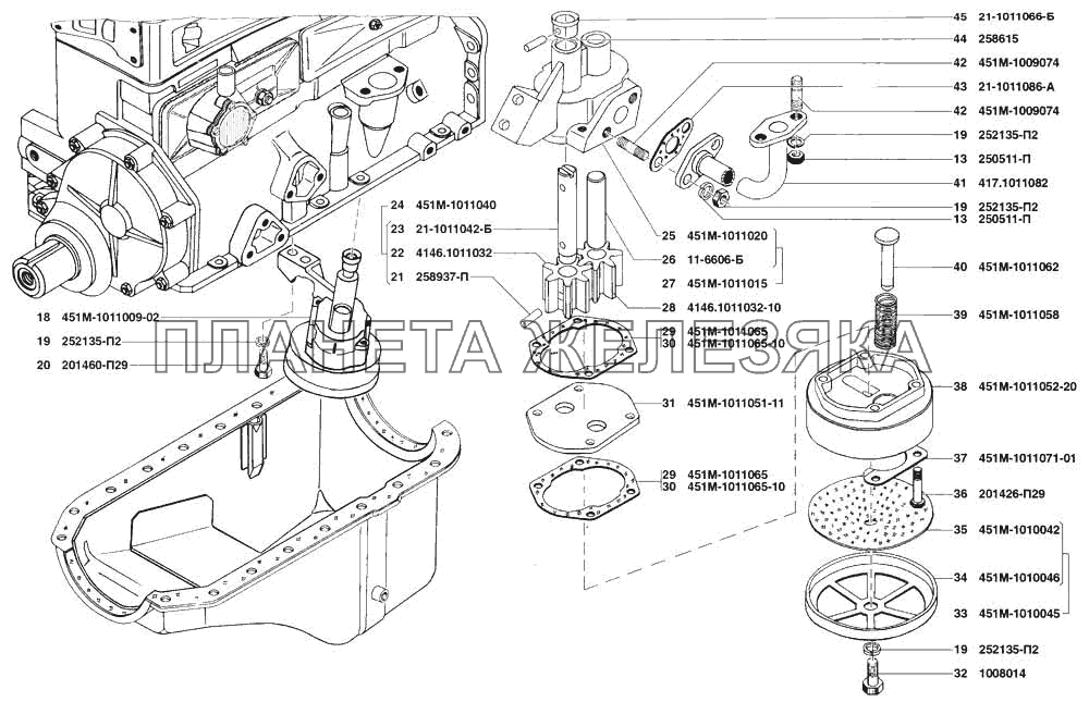 Маслоприемник и масляный насос УАЗ-31519