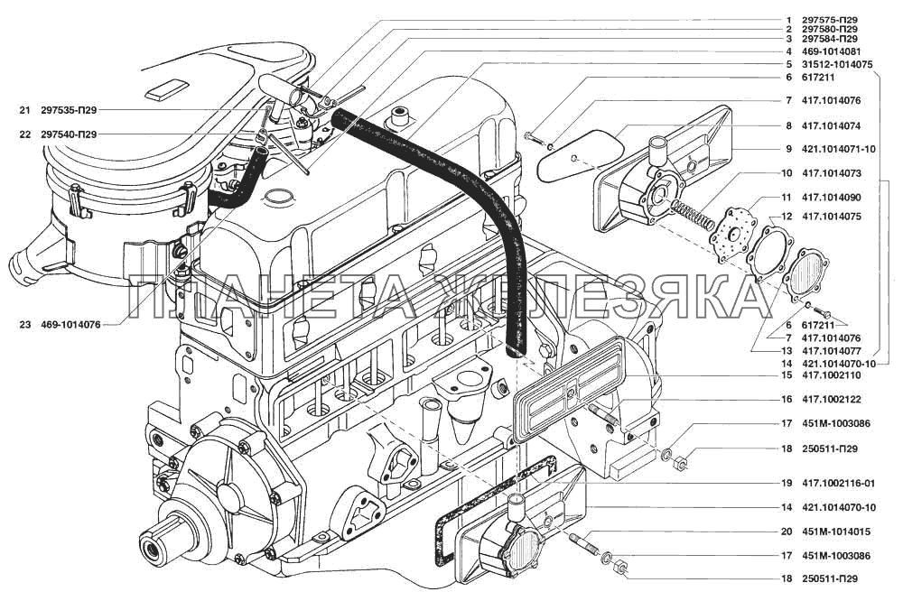 Вентиляция картера УАЗ-31519