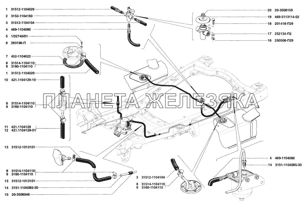 Трубопроводы топливные УАЗ-31519